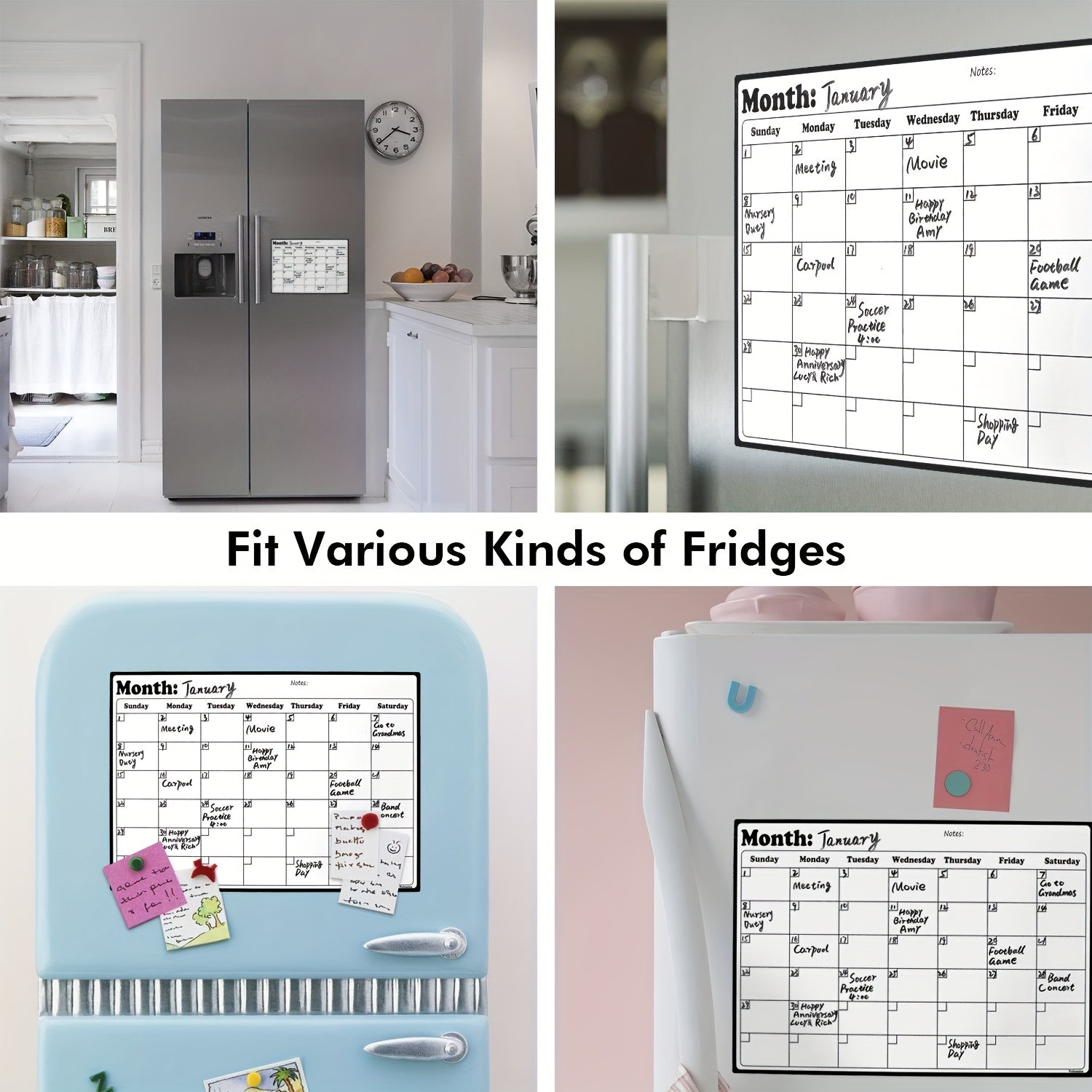 Magnetic Calendar Dry Erase Fridge Magnet Monthly for Refrigerator Starts Monday Organizes Schedules Whiteboard with Pens