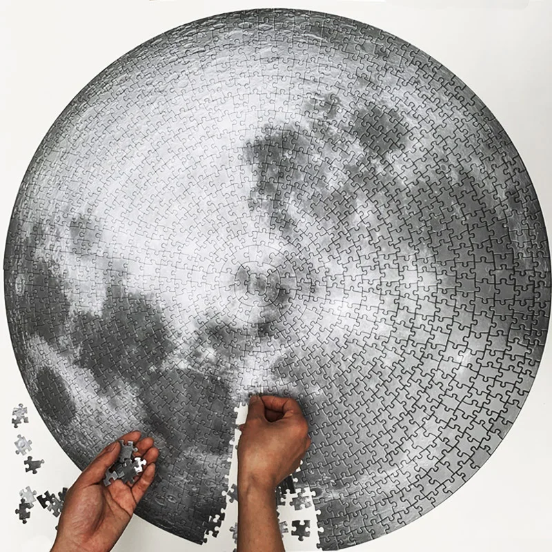 Adult Round Puzzle 1000 Pieces Moon Challenge Games Learning Educational Puzzle Moon Puzzle Space Flat Puzzle Difficult  Toys