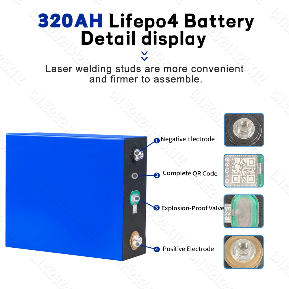 Akumulator Lifepo4 klasy A 3.2V 320AH Akumulator litowo-żelazowo-fosforanowy DIY 12V 24V 48V do łodzi kempingowych Wózek golfowy RV Wózek widłowy