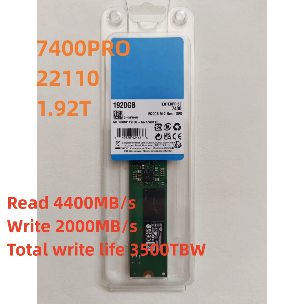 Neues SSD 7400 PRO 1,92T 3,84T M.2 NVMe 22110 Enterprise Server Solid State Drive für Micron SSD