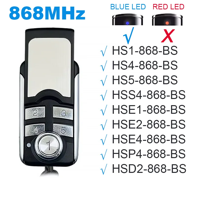 Transmisor portátil de 868MHz Clon HSE4 868 BS Compatible con Control remoto para puerta de garaje Bisecur HS1 HS4 HSE2-868-BS