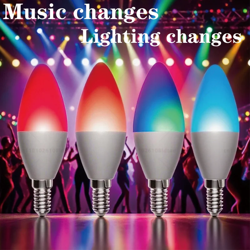 Tuya Wifi E14 Lampada a candela Controllo app Lampadina intelligente 5/7/9W RGB + CW Luce LED Dimmerabile Lampade di gruppo di cristallo Funziona con Alexa Google