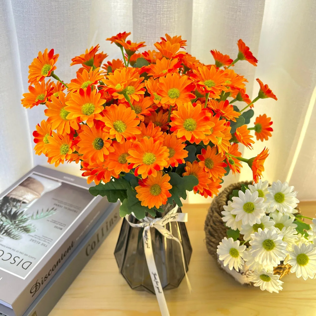 21 Köpfe Sonnenblumen, kleine Gänseblümchen, Blumensträuße aus Kamille, Hochzeitsdekorationsmaterialien, Heimdekoration, DIY, künstliche Blumen