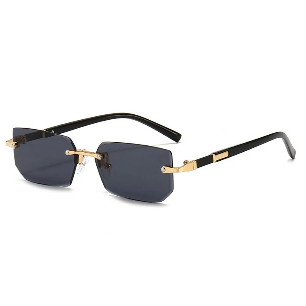 Óculos de sol sem aro para homens e mulheres, óculos de sol retangular sem moldura, retrô, para viagem de verão, uv400