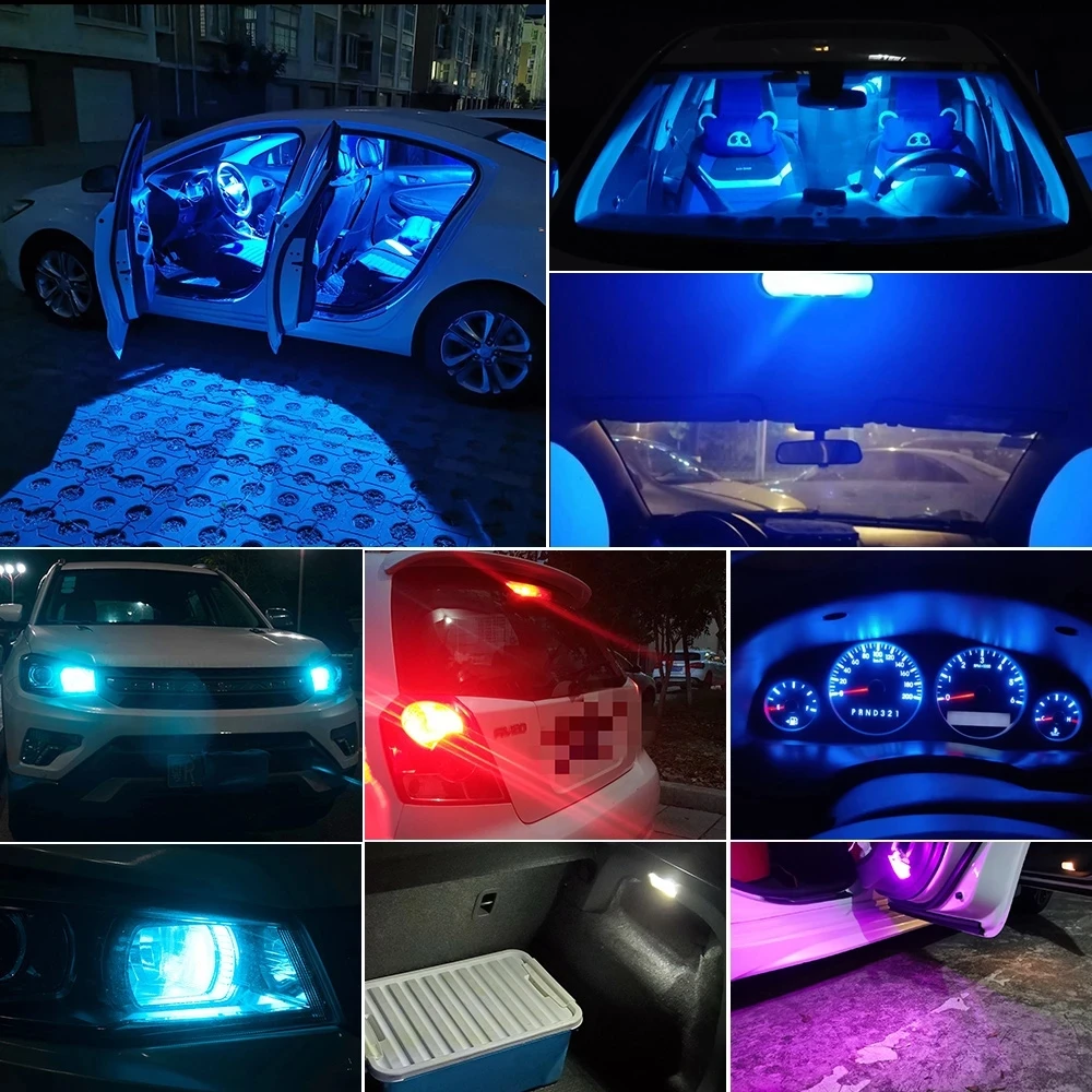 10Pcs Car LED T10 W5W Canbus Glass COB Dome Reading Bulb W5W Led Side Marker Lamp Parking Signal Lights License Plate Light