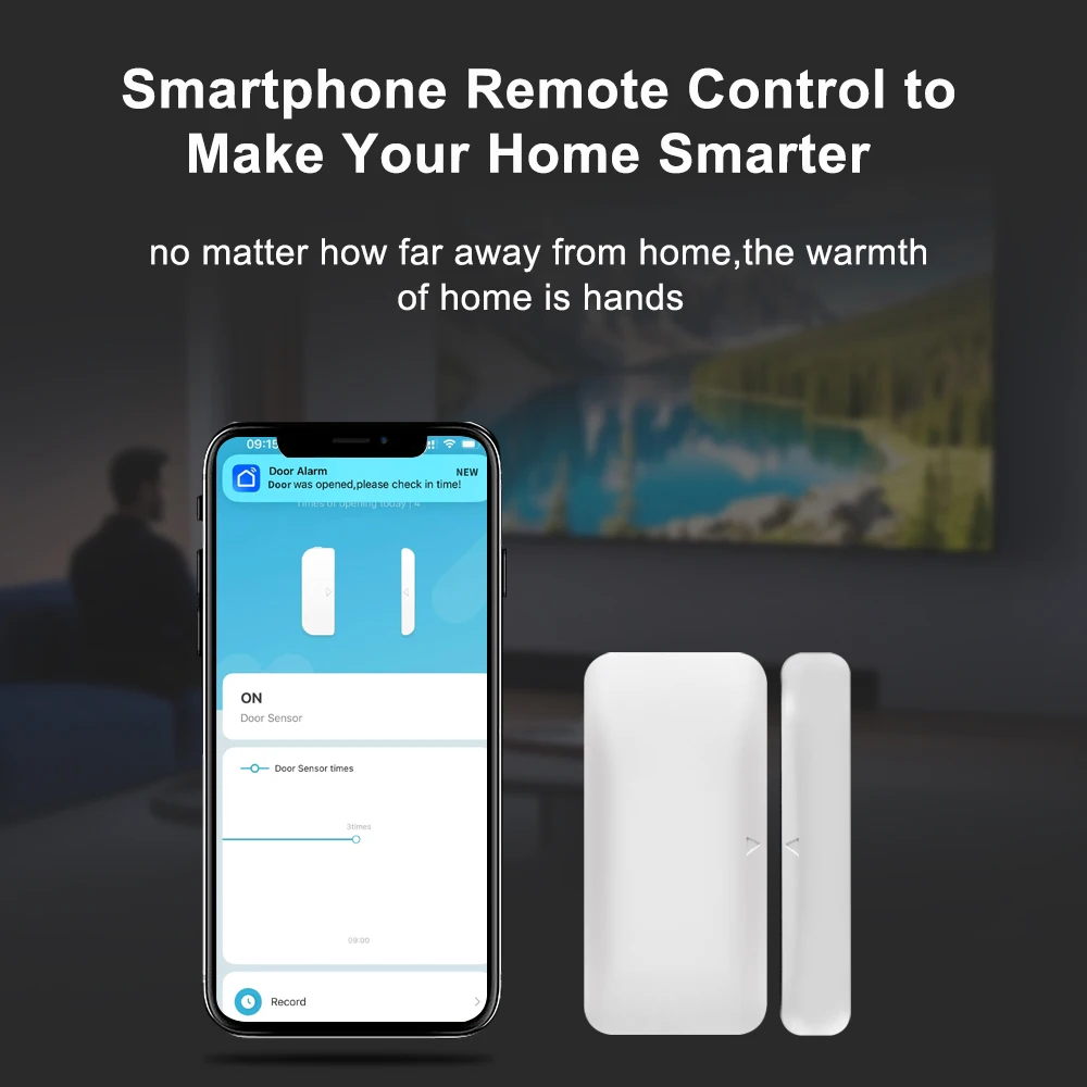 Беспроводной датчик двери и окон Tuya Zigbee, мини-умный дом, беспроводной детектор дверей, система сигнализации открытой и закрытой двери для Alexa