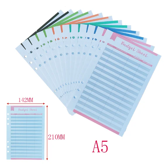 A5 A6 A7 Chất Kết Dính Ngân Sách Lập Kế Hoạch Tổ Chức 6 Nhẫn Chất Kết Dính Bao Thư Túi Và 12 Cái Chi Phí Ngân Sách Tờ
