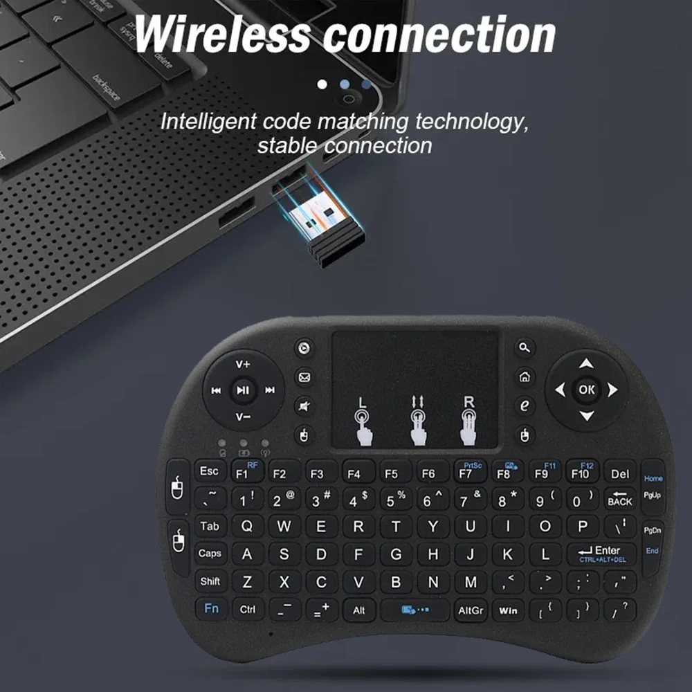 MRSVI I8 2,4 G Mini Wireless Tastatur Classic Black Air Mouse Fernbedienung Touchpad für Android TV Box PC Smart TV