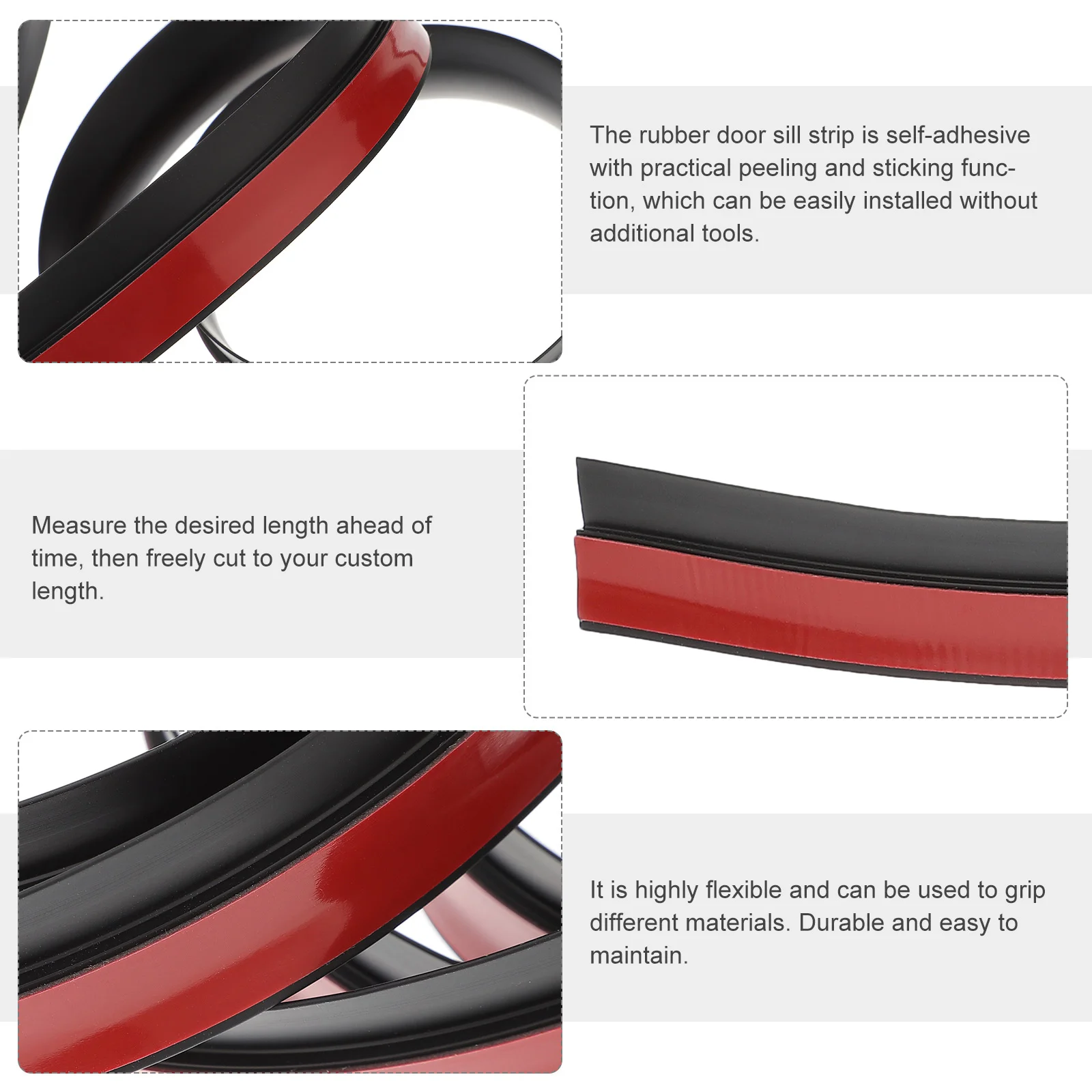 Floor Transition Strip Self Adhesive Flexible Edge Guard for Carpet Tile Flooring Thresholds Doorway Trim Floor Transition Strip