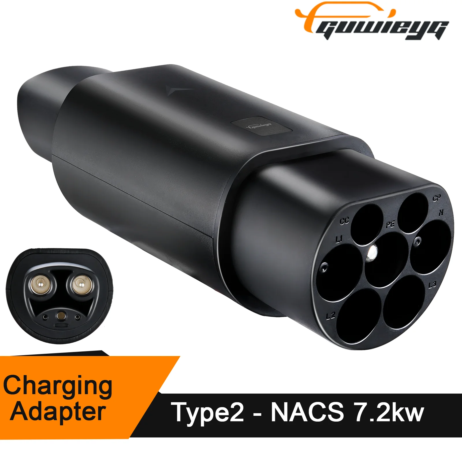 Adaptador Type2 a Tesla AC 7.2KW apto para Tesla Model S/X/3 Compatible con cargador EV Type2 (no apto para cargador Tesla Type2)