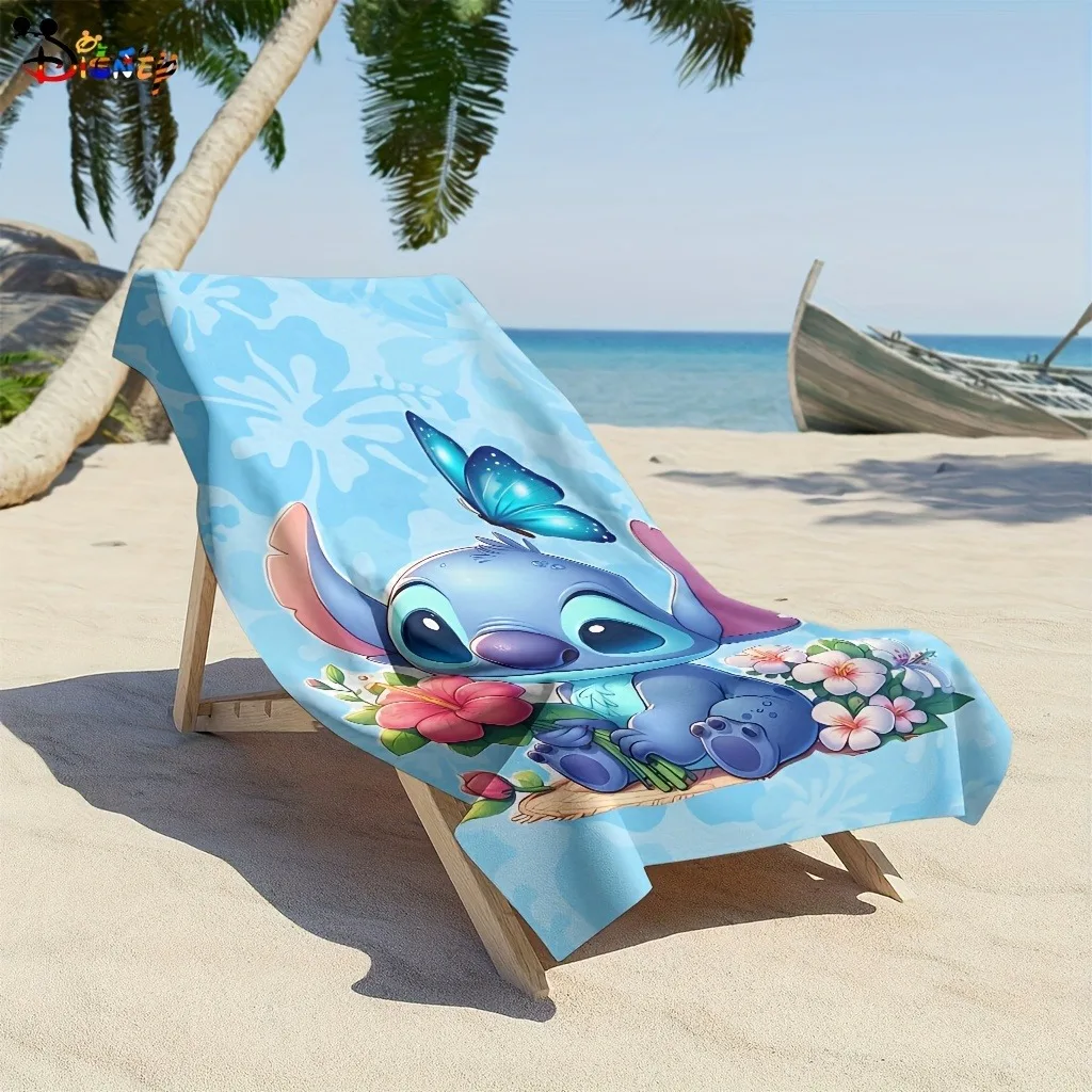 Stitch Beach Towel: Adorable Design with Butterfly and Flowers - Perfect for Summer! Suitable for towels, bath towels