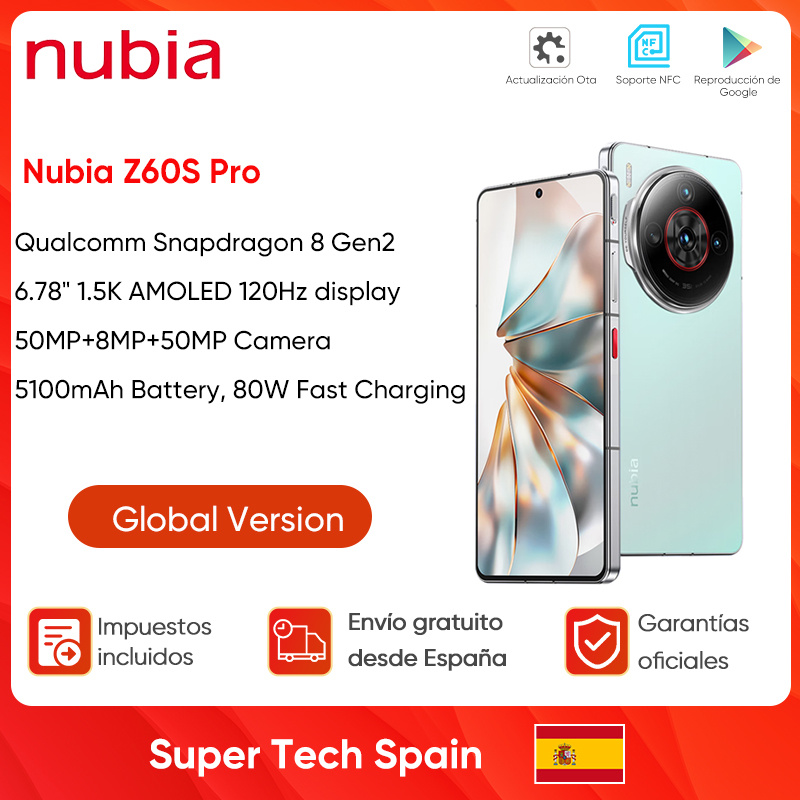 Nubia z60s pro 6.78 "smartphone snapdragon 8 gen 2 5100mah bateria 80w carga comunicação por satélite ai telefone versão global