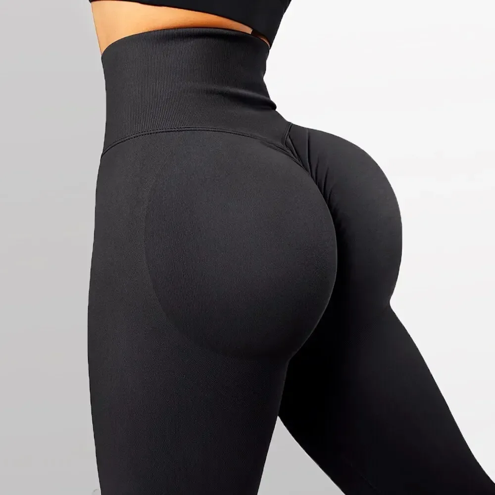 Knitted Seamless Fitness Leggings Pants Women High Waist Push Up Leggings  Tight Peach Buttocks Yoga Pants