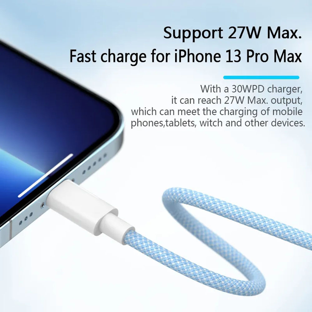 Cable PD 20W USB C para iPhone 14 13 12 11 Pro Max Xs 8 Plus iPad Cable 3A Cable de carga rápida Cable de datos tipo C para iPhone