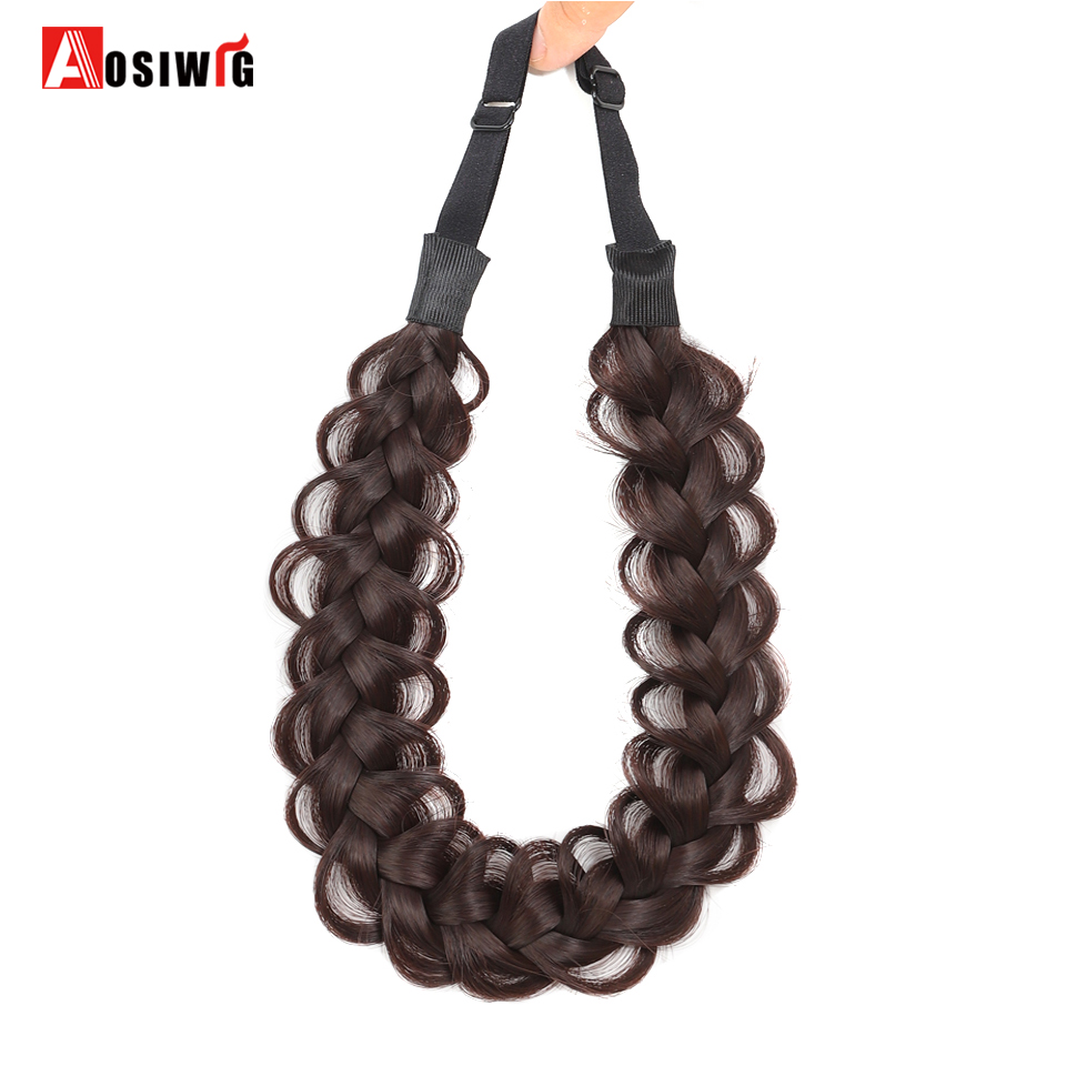 Peluca sintética, diadema, trenzas de cola de pez, pelo con cinturón ajustable, diadema trenzada, estilo bohemio, postizos de peinado para mujer