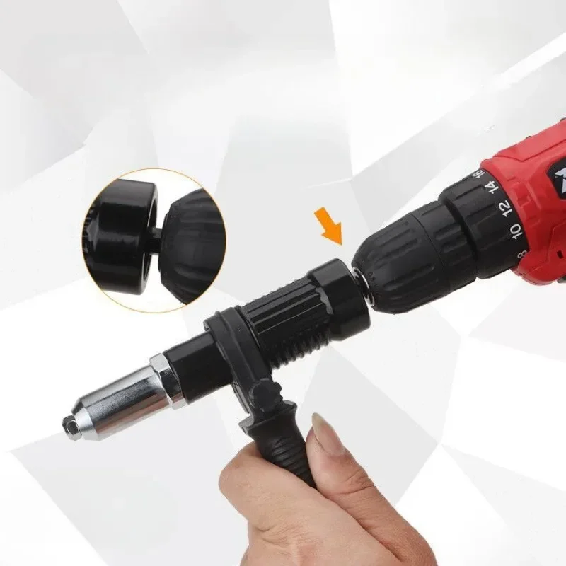 Electric Riveting Gun Adapter 2.4mm-4.8mm Rivet Nut Gun Drill Bit Nozzle Cordless Conversion Connector Power Tools
