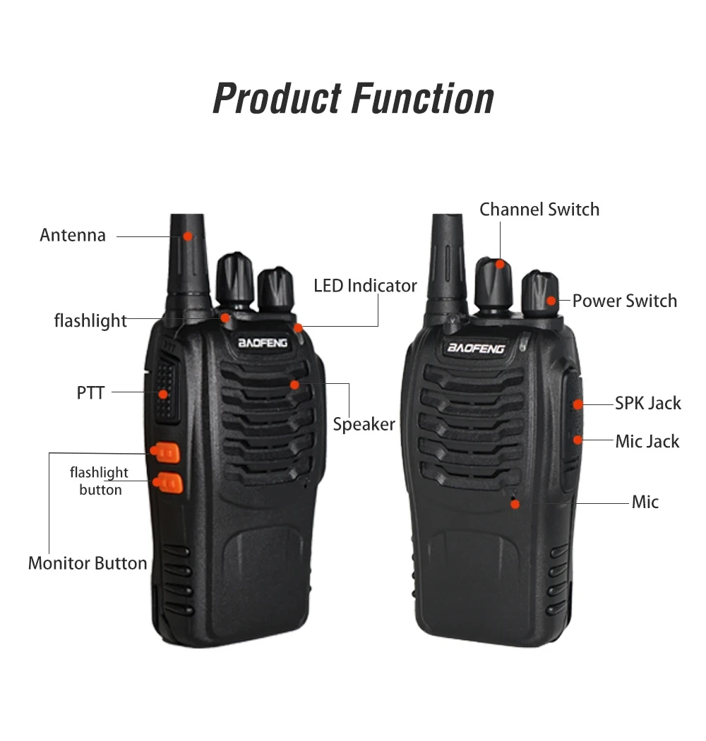 Baofeng BF-88E PMR Handheld Intercom Communicator 16 Kanal Ferngespräch Walkie Talkie 5 W 446 MHz Home Hotel Radio