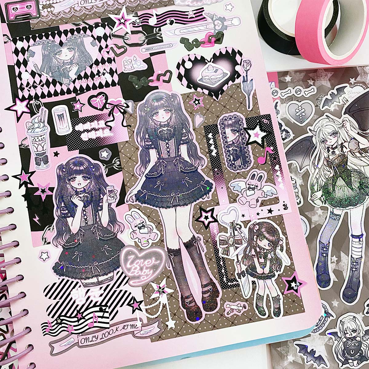 Deco สมุดภาพสติกเกอร์ DIY วัสดุตกแต่งเครื่องเขียนสติกเกอร์สาวอะนิเมะสมุดบันทึก Idol การ์ดโทรศัพท์กระเป๋าเดินทางแล็ปท็อป