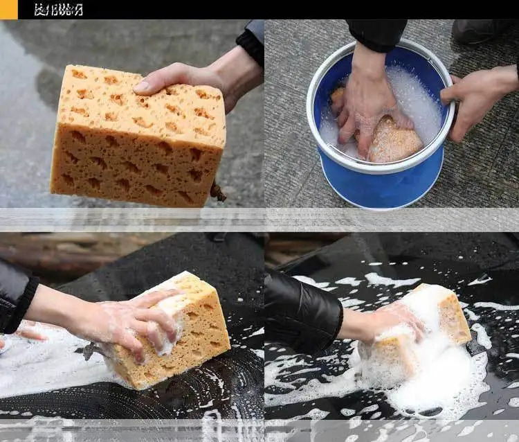 Bloco de esponja para lavagem de carro, suprimentos de limpeza automotiva para motocicletas, tamanho grande, escova de esponja em favo de mel