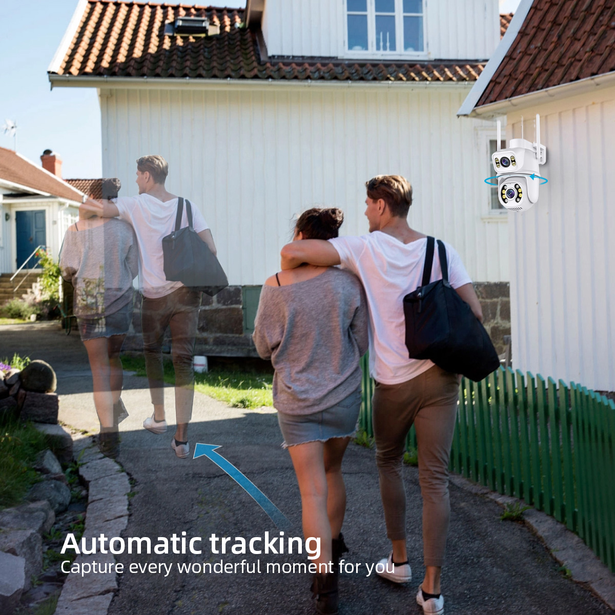 4K 8MP HD Dual Lens Outdoor Wireless Security IP Camera External Wifi PTZ Camera Auto Tracking Street Surveillance Camera iCsee