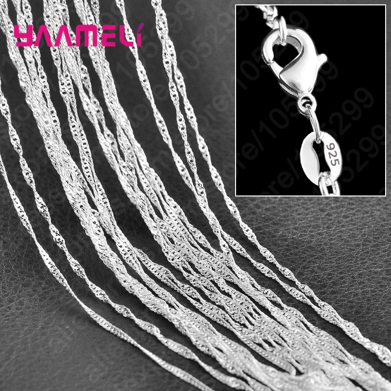 10Pcs Groothandel Pure 925 Sterling Zilveren Bedel Ketting Sieraden Met Sterke Glad Kreeft Sluitingen 16-30 inches