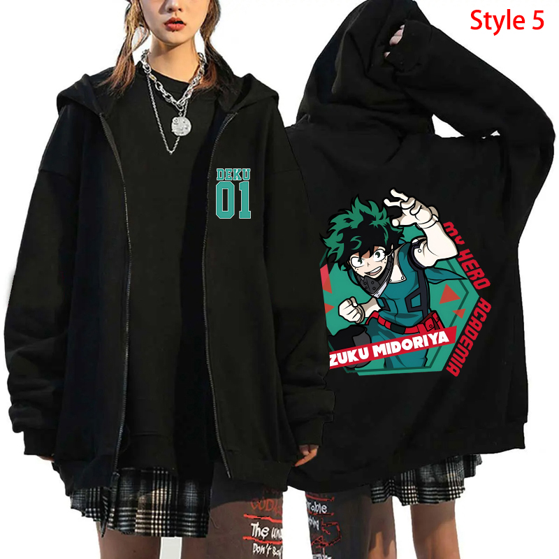 Nuevo Anime Deku Bakugou Katsuki Todoroki Shoto estampado cremallera sudadera moda mujeres hombres Otoño e Invierno abrigo suelto de manga larga