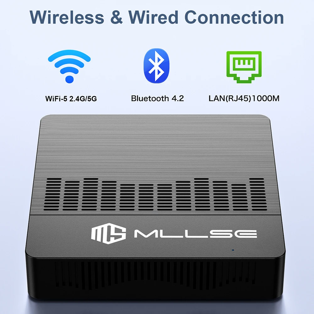 MLLSE Mini-PC M2 Air Intel Gemini Lake N4000 Intel J3710 Windows 11 6 GB RAM 128 GB ROM Dualband WiFi Bluetooth USB Mini-Computer