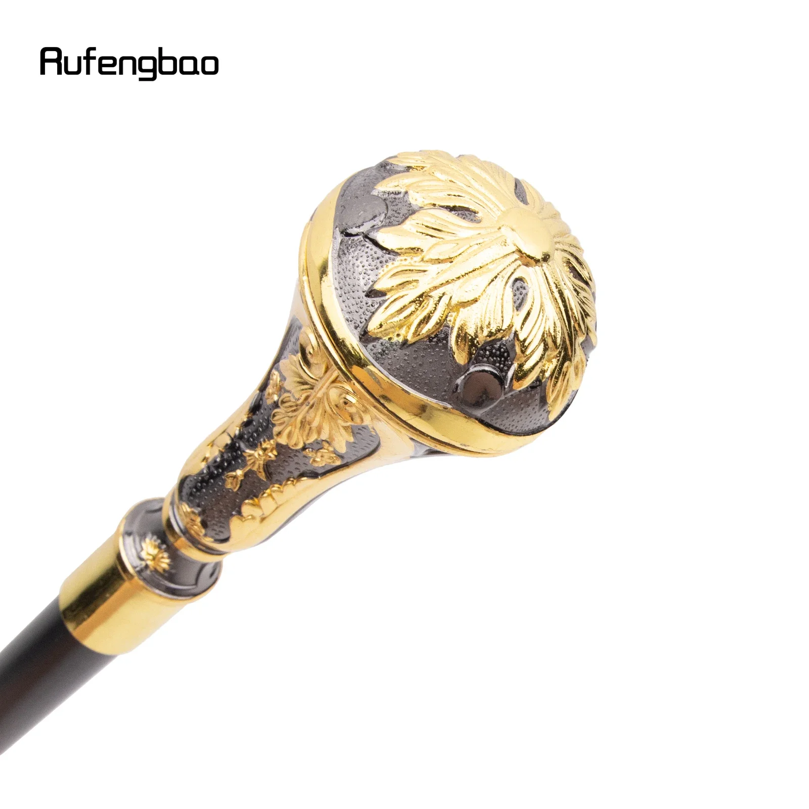 Golden สีดําหรูหรารอบ Leaf Handle แฟชั่นเดิน Stick สําหรับตกแต่งเดิน Cane Elegant KNOB Crosier KNOB 95 ซม