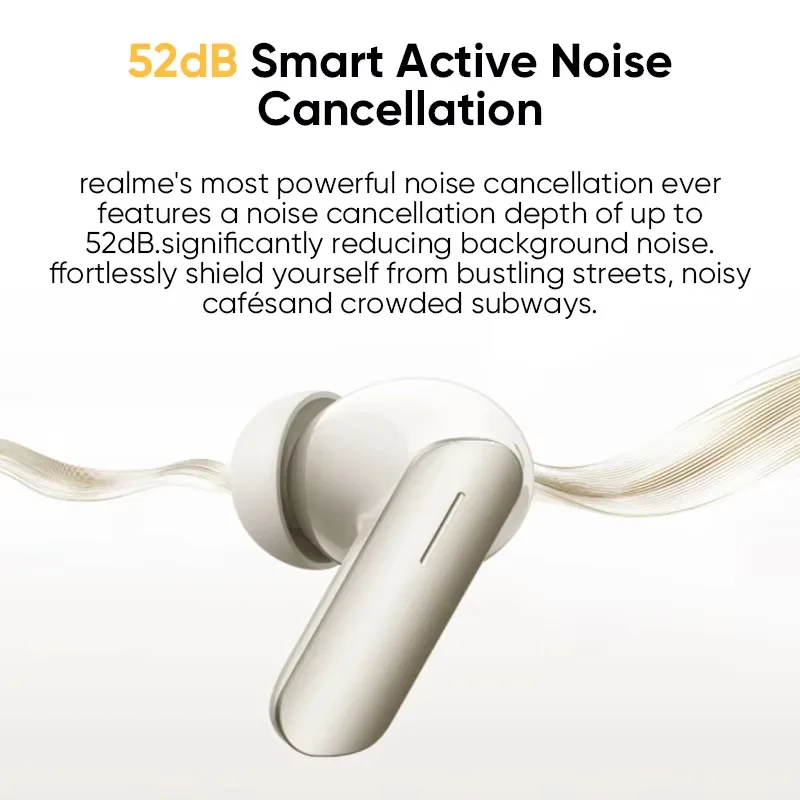 Global Version realme Buds Air 7 52dB Smart Active Noise Cancellation 12.4mm Deep Bass Driver Bluetooth5.4 360° Spatial Audio Effect IP55 Kopfhörer