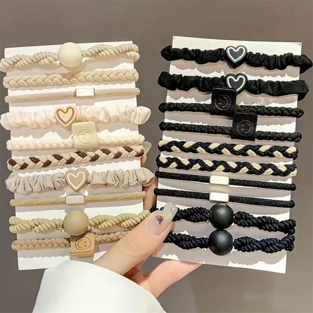 5/10/20pcs สไตล์เรียบง่ายผม Tie ชุดถักเชือกผมตกแต่งหัวใจ Scrunchies ผู้ถือหางม้ายืดหยุ่นอุปกรณ์เสริมผมสําหรับผู้หญิง
