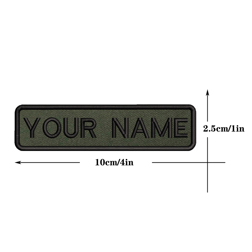 10X2.5cm Xanh Quân Đội Nền Thêu Tùy Chỉnh Tên Văn Bản Miếng Dán Sọc Huy Hiệu Sắt Trên Hoặc Velcros Lưng Miếng Dán Cho Quần Áo
