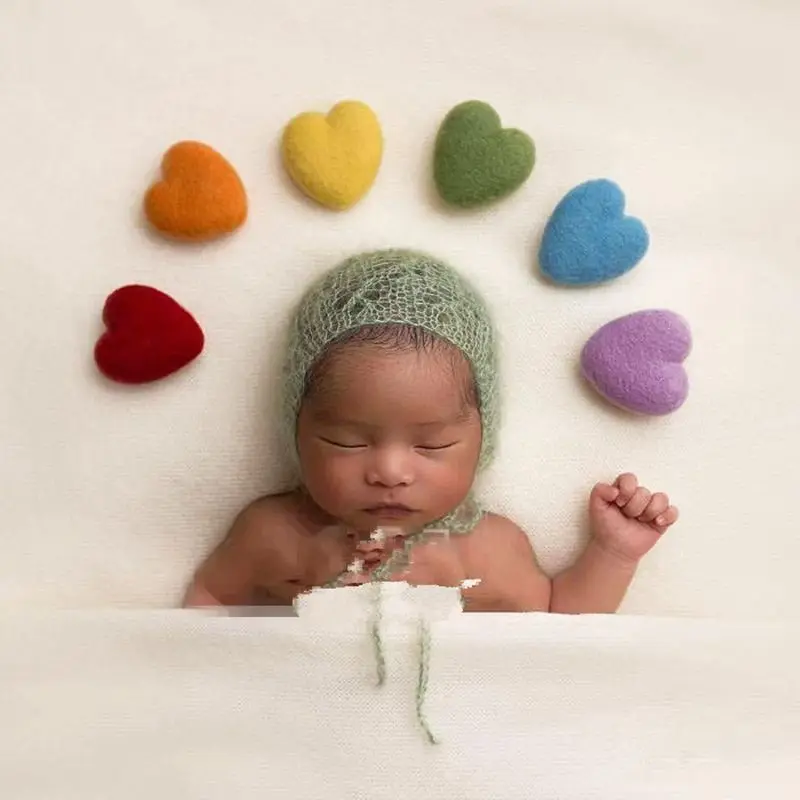 ทารกแรกเกิดขนสัตว์ Felt Heart Ice Cream Props เด็กเล็กเด็กถ่ายภาพ Handmade งานฝีมือ Felt การถ่ายภาพ Props อุปกรณ์เสริมน่ารัก