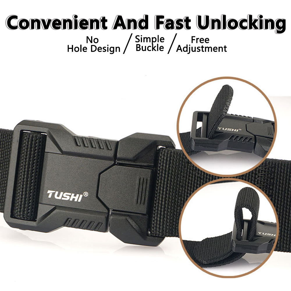 TUSHI Aluminum Alloy Quick Release Pluggable Buckle Elastic Belts For Men Durable Tactical Belt Cowboy Outdoor Army Belt Hunting