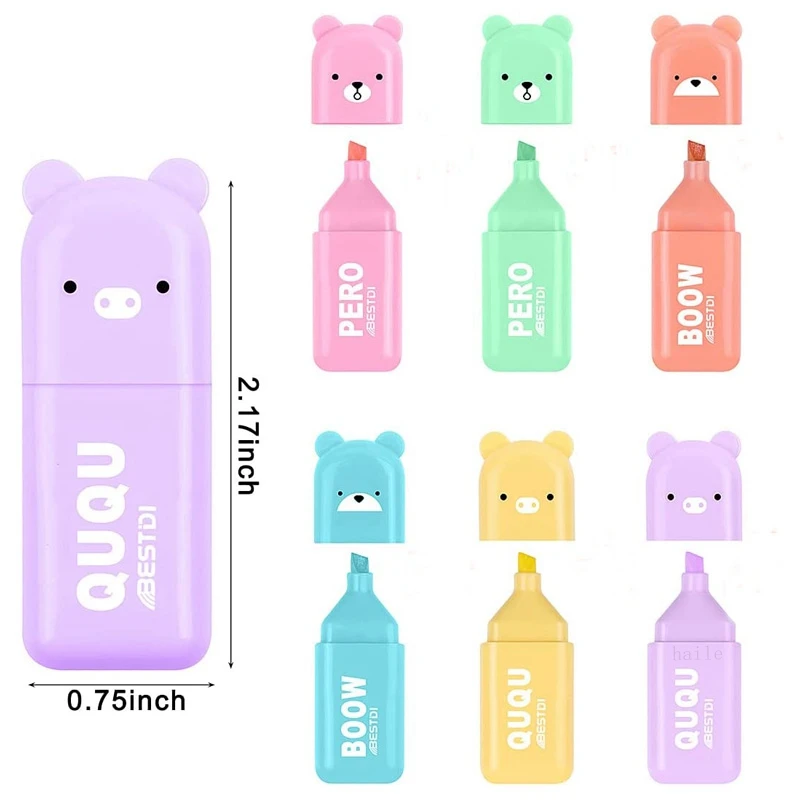 6 ชิ้น/เซ็ตน่ารักการ์ตูน Mini Highlighter ปากกา Kawaii สีพาสเทลมังงะเครื่องหมาย Scrapbooking ไดอารี่ Highlighter เครื่องเขียน