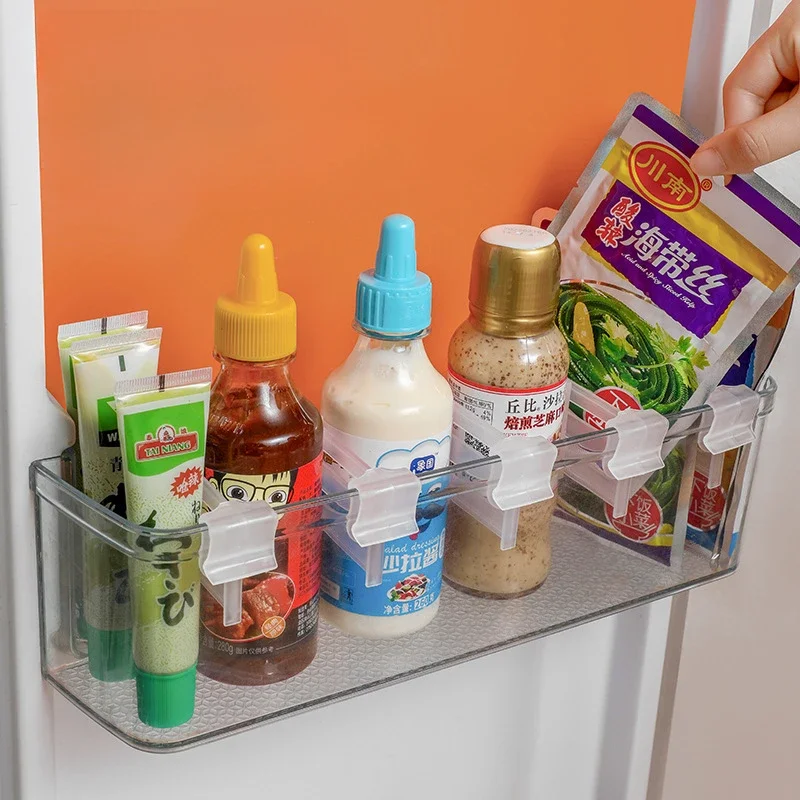 4pcs Seasoning Divider Fridge Clip-on Partition Beverage Refrigerators Food Board Adjustable Shelf Sorting Bookend Side Door