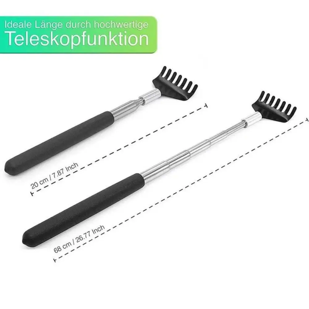 Arranhador telescópico para as costas, massageador, ferramenta de aço inoxidável de metal com bolsa de transporte