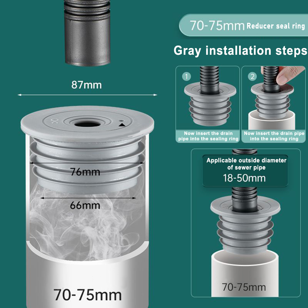 Anel de vedação de esgoto, tubo de cozinha, desodorante, plugue de vedação, dreno de chão, máquina de lavar, tubo de drenagem, capa de silicone para banheiro, 1 peça