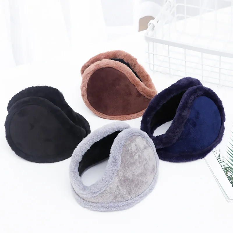 Orejeras térmicas de invierno para hombre con forro polar, cubiertas para los oídos gruesas y esponjosas, calentadores de oídos resistentes al frío, a la moda