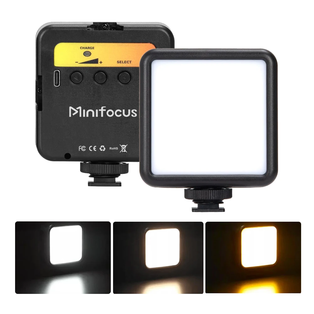Luz LED para vídeo, fotografía portátil en cámara, iluminación bicolor de 2500K-7000K, zapata fría para cámara DSLR, videocámara, relleno Gopro Vlog