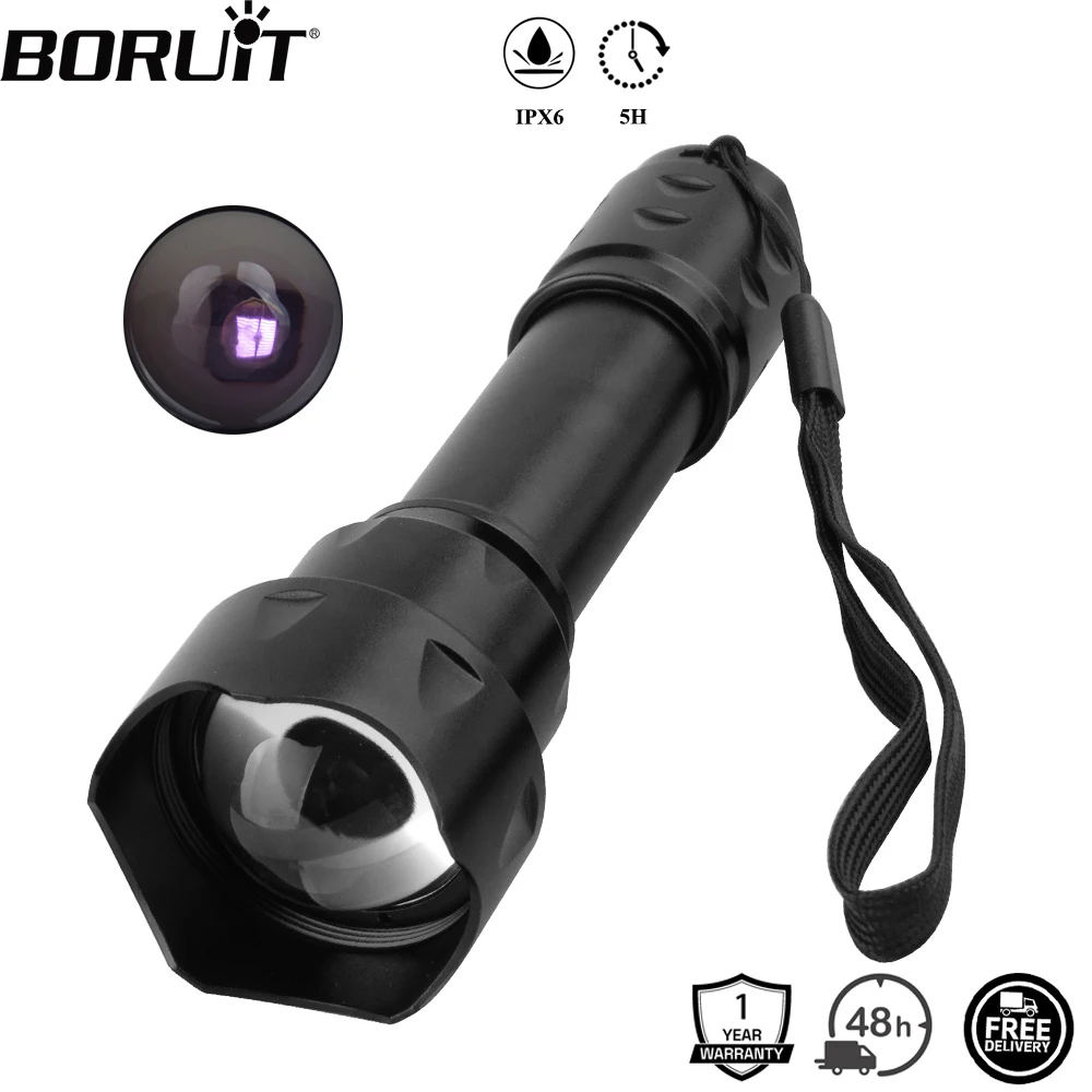 BORUiT T20 infrarrojo IR 850nm visión nocturna LED linterna táctica Zoom IPX6 antorcha impermeable uso 18650 batería linterna de caza