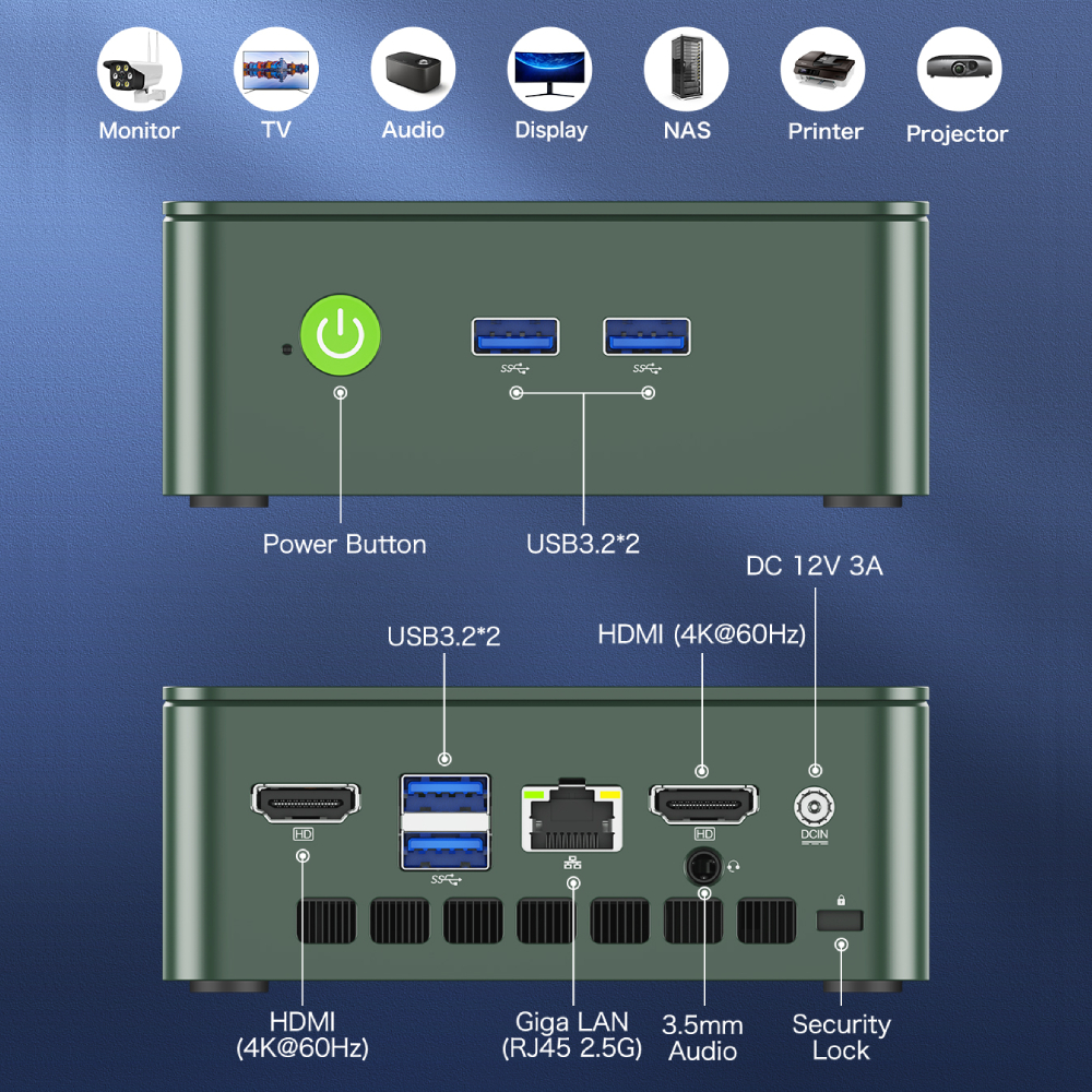 GMKtec G3 Mini PC Intel Alder Lake N100 Windows 11 Pro Mini PC 8/16GB DDR4 256/512GB PCIe M.2 SSD WiFi 6 BT5.2 Desktop Computer