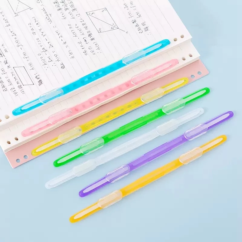 10PCS 2 Hole Binding Clips Strip Kawaii A4 Paper File Folder Clips DIY Loose Leaf Fasteners for Album Planner Notebook Office