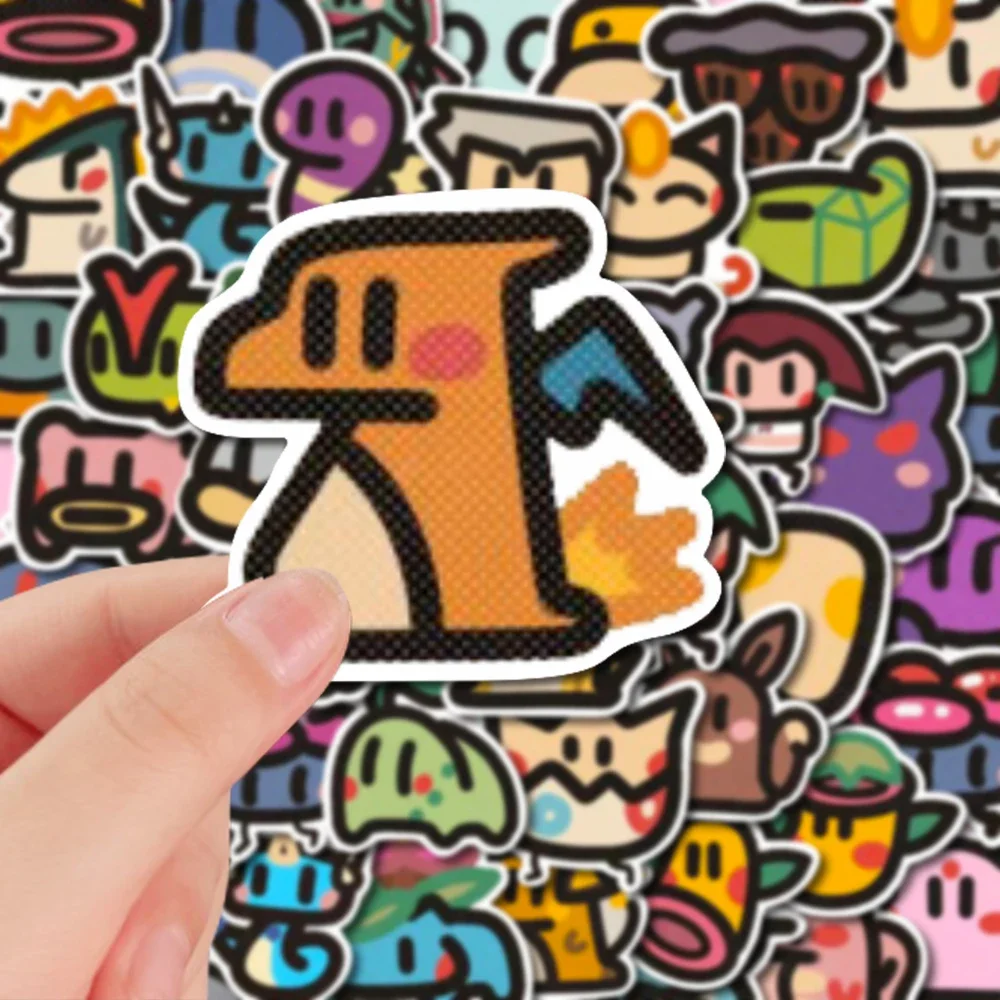 100 pezzi Pokemon Kawaii adesivi vecchia scuola adesivo Charmander Pikachu Psyduck artista lavoro regali per bambini per bici chitarra laptop