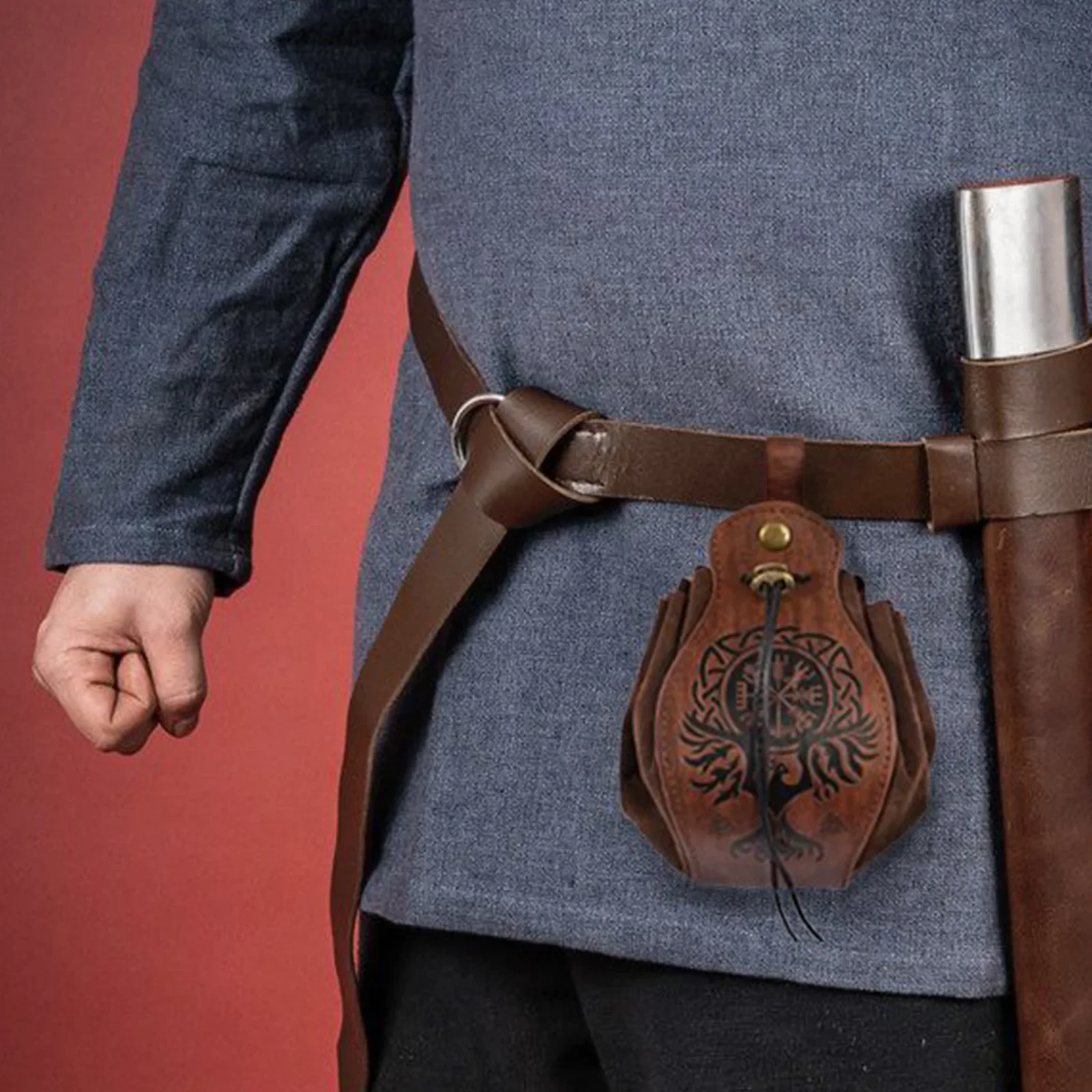 Bolsa de cuero genuino para dados DND, bandeja con 5 diseños celta, bonita bolsa con cordón, D & D, juegos de rol, RPG, Ideas de regalo, monedero