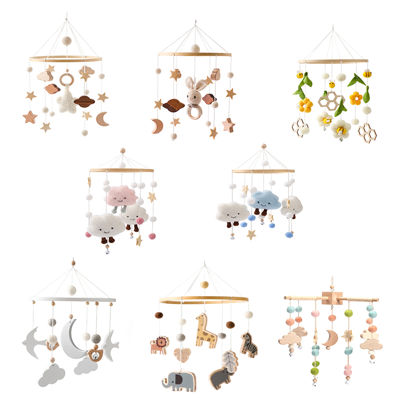 Baby Rassel Spielzeug 0-12 Monate Holz Mobile Auf Dem Bett Neugeborenen Spieluhr Bett Glocke Hängen Spielzeug Halter Halterung infant Krippe Junge Spielzeug