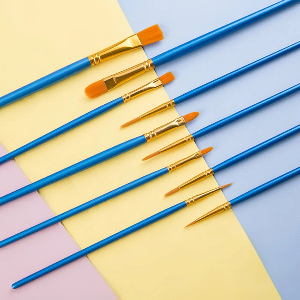 10pcs/sest 전문 아티스트 나일론 페인트 브러시 세트 수채화 그림 브러쉬 새로운 색상