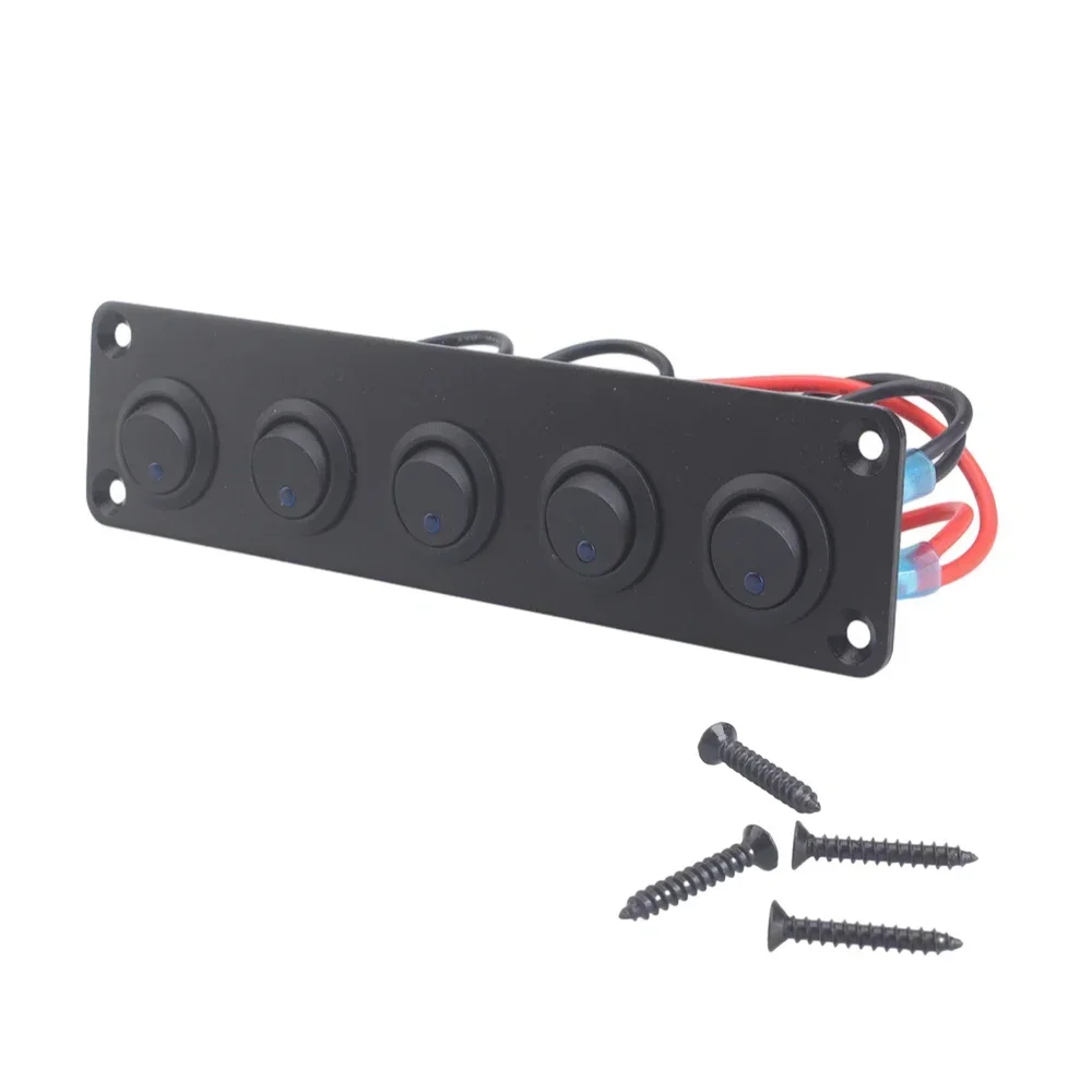 Panel de interruptor de palanca Universal de 12V, 1-5 entradas, USB, para coche, barco, camión, RV marino, accesorios de estilo LED azul, interruptor basculante marino
