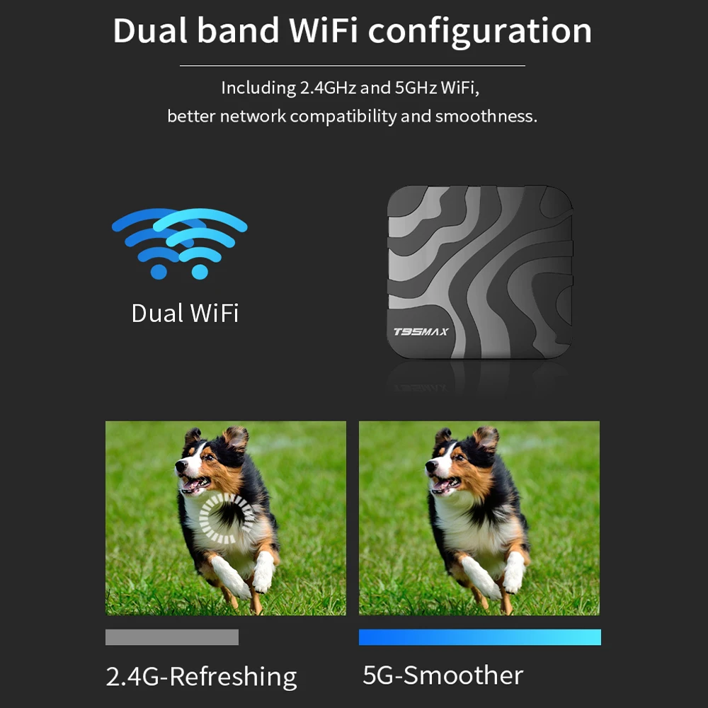 H618 Android 14 T95 Max Smart TV Box, Double Wifi, 2.4G & 5.8G, 6K, 3D Ram, 8G Rom, 128 Go, 64 Go Assistant vocal, Fast Box Media First, Nouveau