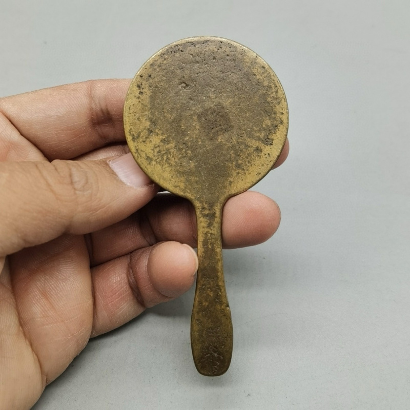 Qing Dynasty Antique Copperware Collection Brass Handheld Copper Mirror Mountain Ghost Bagua Copper Mirror