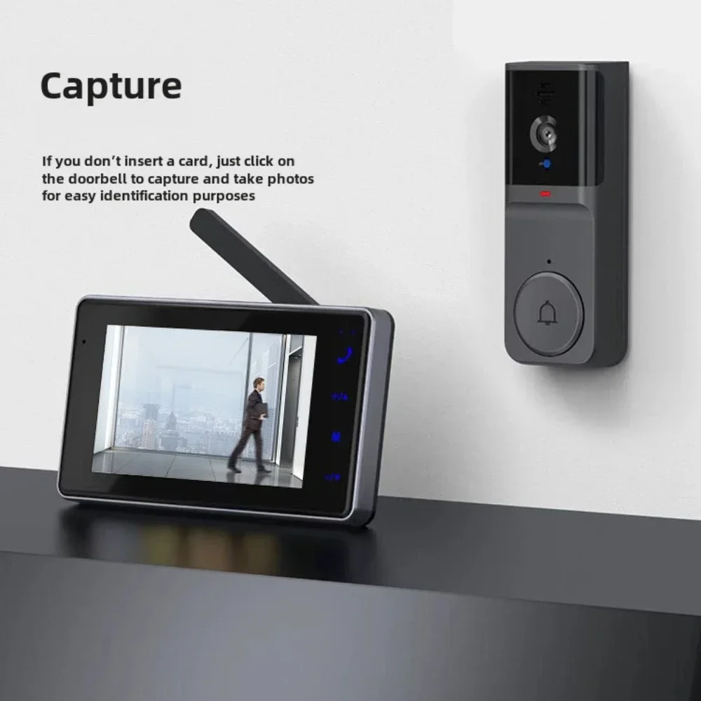 M16A 1080P ワイヤレス防水ビデオドアベル 4.3 インチ IPS スクリーン赤外線ナイトビジョンドアベルファミリーアパート 2.4 グラムカメラ
